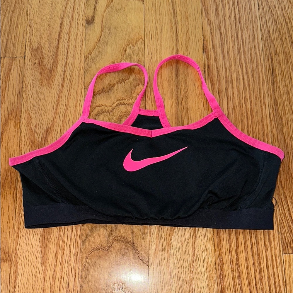 Nike Black and Pink Racerback Sports Bra